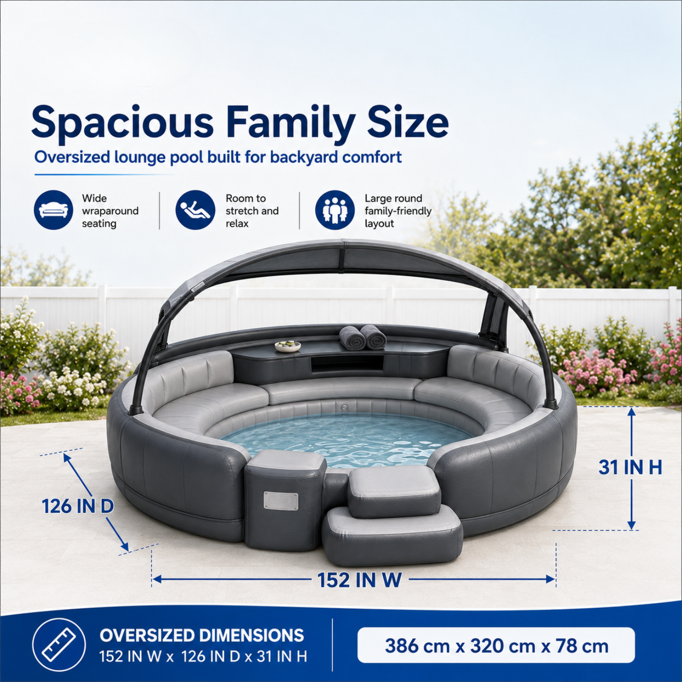 Pooluna Oasis™ Canopy Pool Lounge
