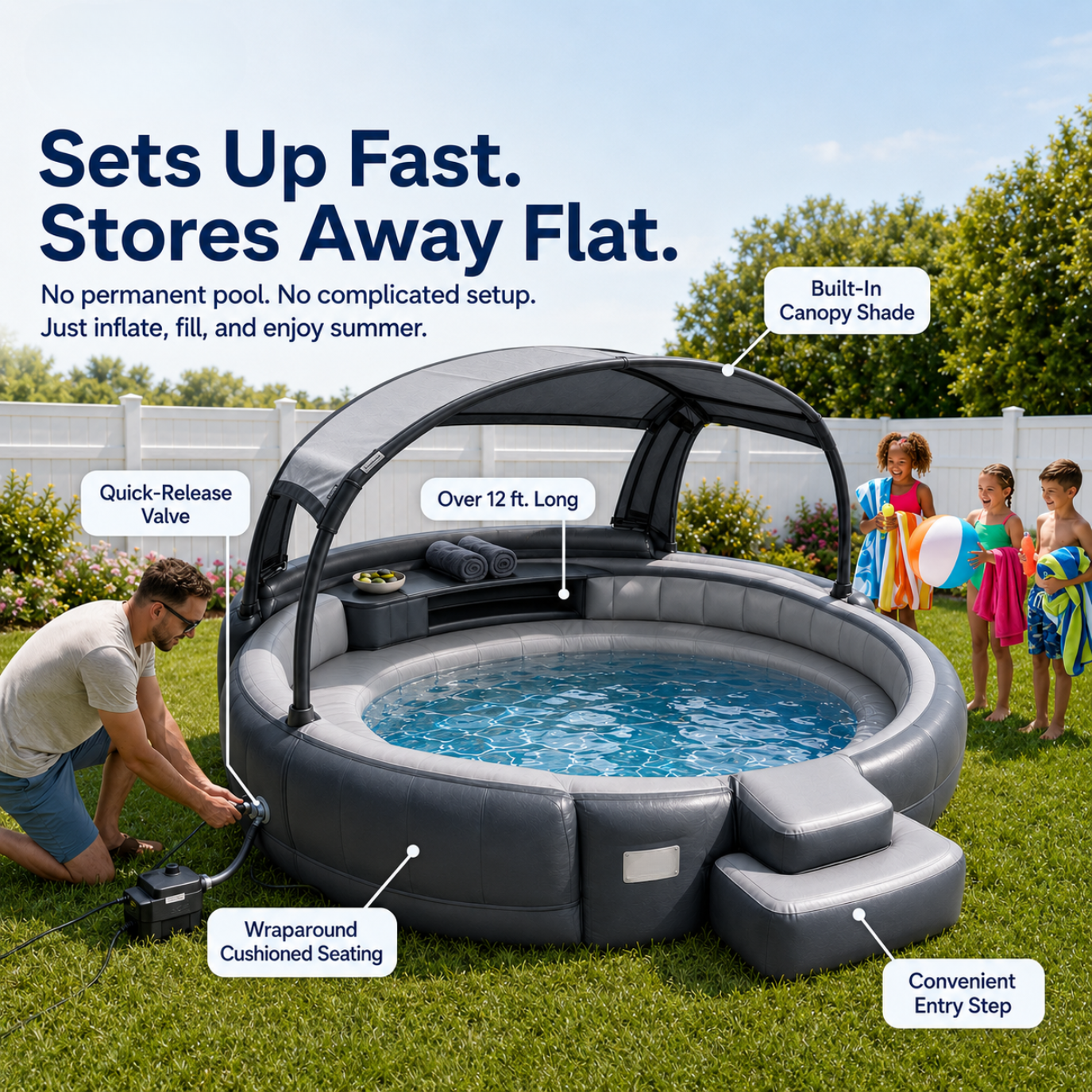 Pooluna Oasis™ Canopy Pool Lounge