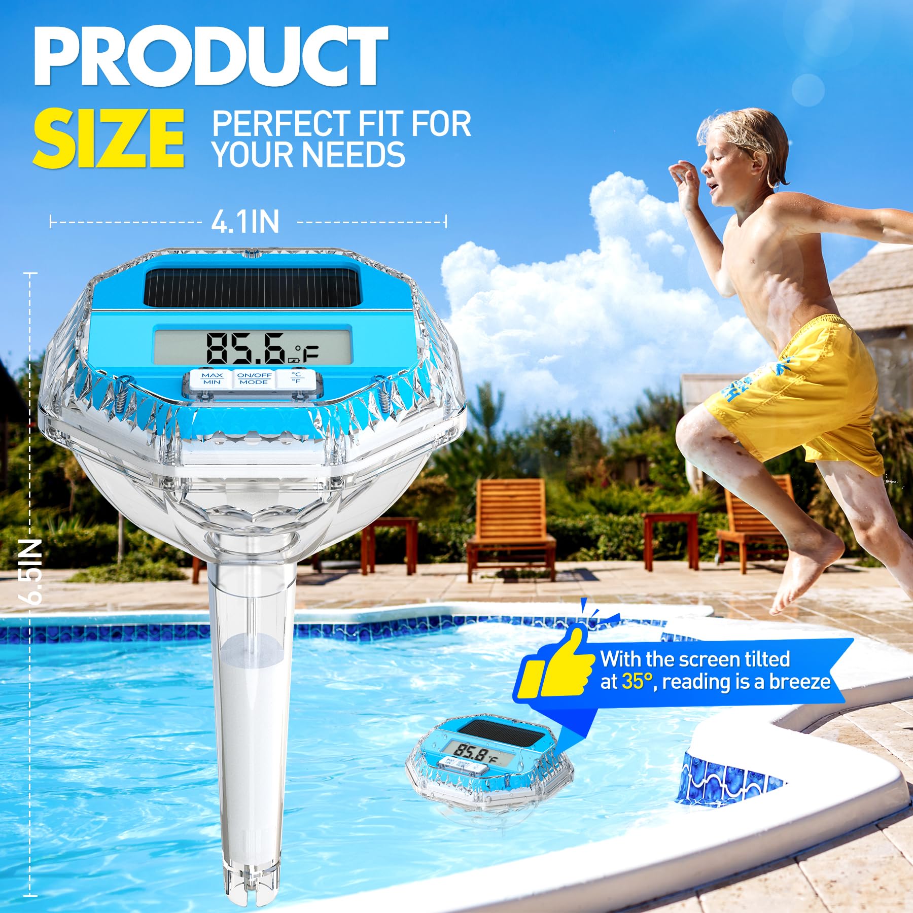 Floating digital pool thermometer